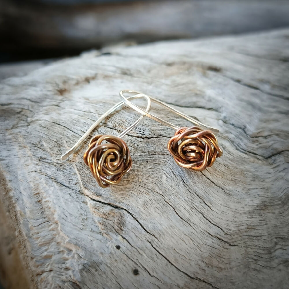 copper rosette earrings handmade 5
