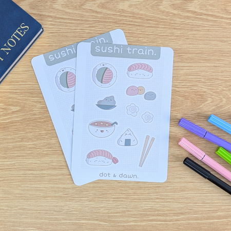 sushi train - a6 sticker sheet