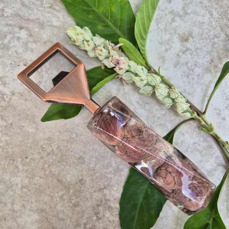 Handmade Resin Bottle Opener with inlaid Australian seashells