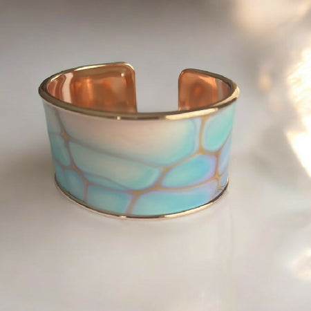 Cuff Bracelet Pink Turquoise and Rose Gold