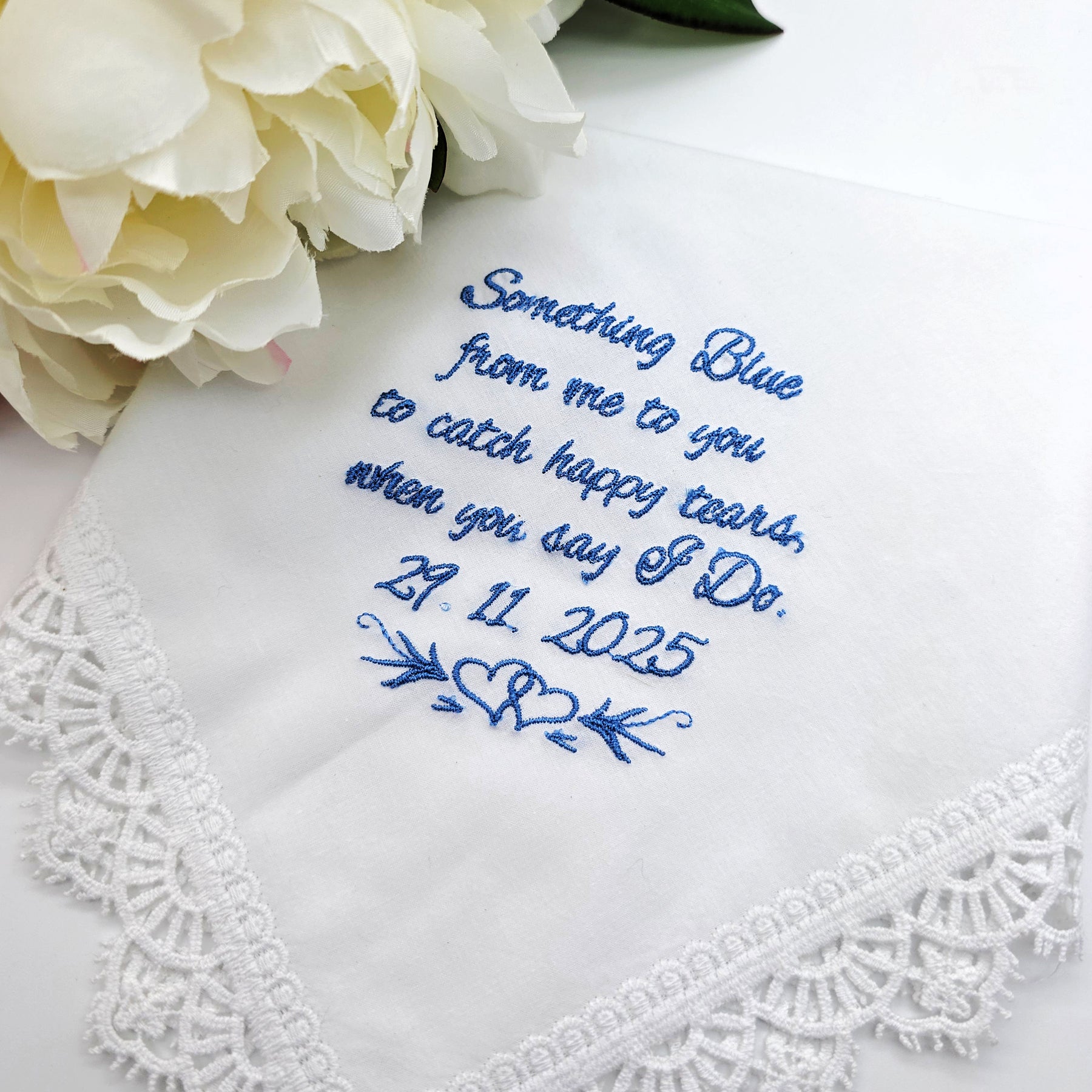 Something Blue From Me to You Personalised Bride's Handkerchief | Wedding Hanky