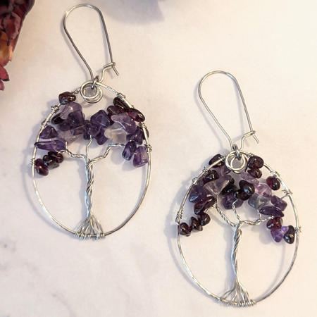 Tree of life gemstone earrings | mixed gemstones