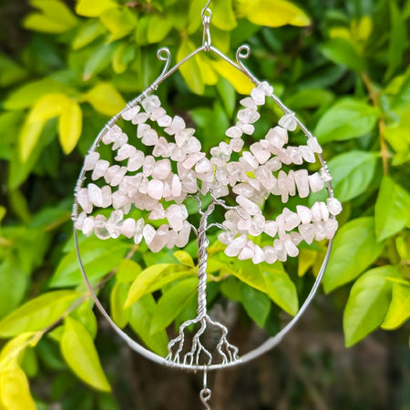 Tree of life suncatcher ~ harmony light ~ rose quartz gemstones ~