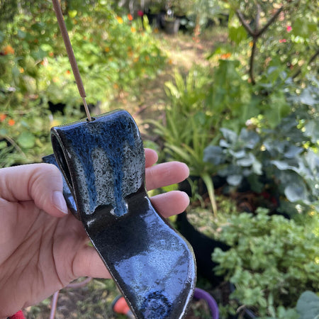 Incense Holder - black and blue ribbon