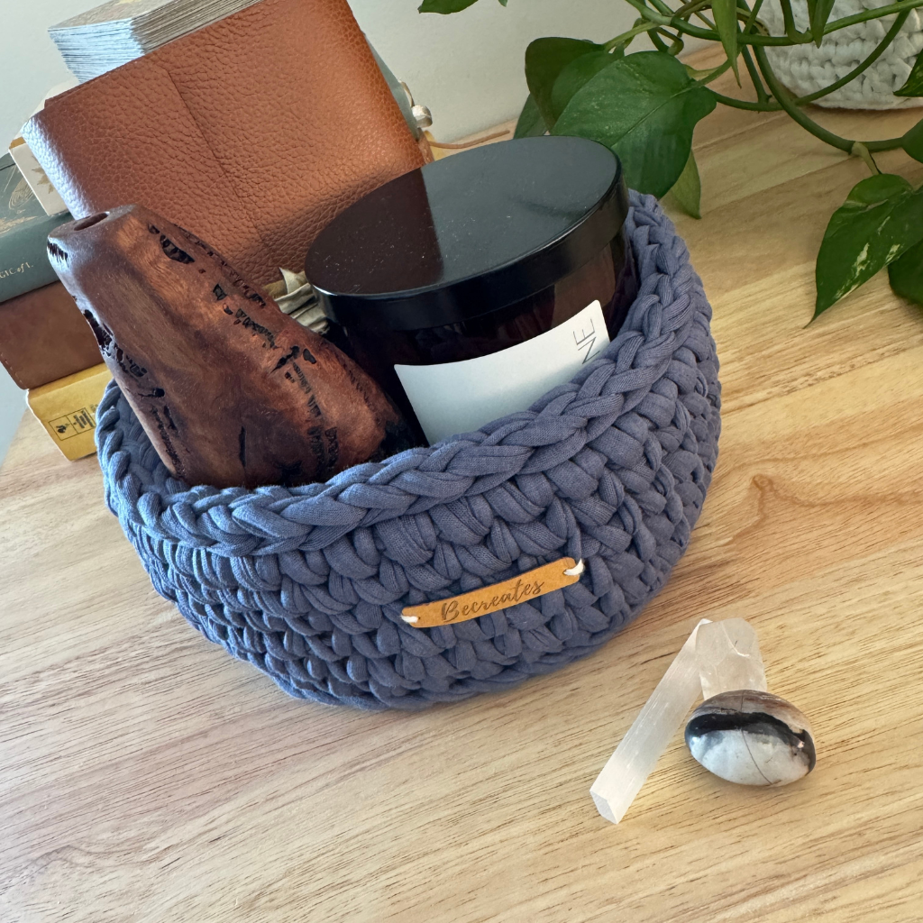Set your Intentions | Handmade Basket | Steel Blue Mid-Large
