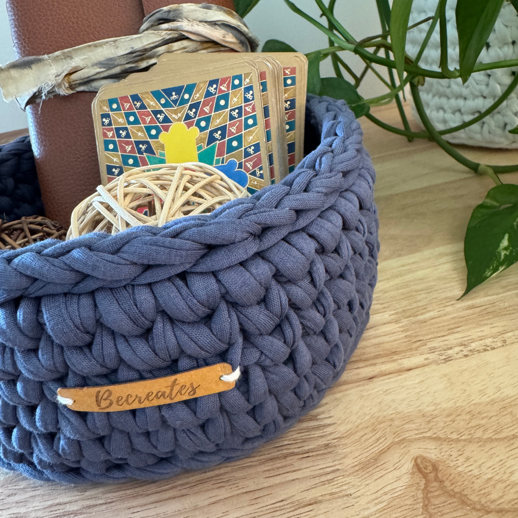Set your Intentions | Handmade Basket | Steel Blue Mid-Large