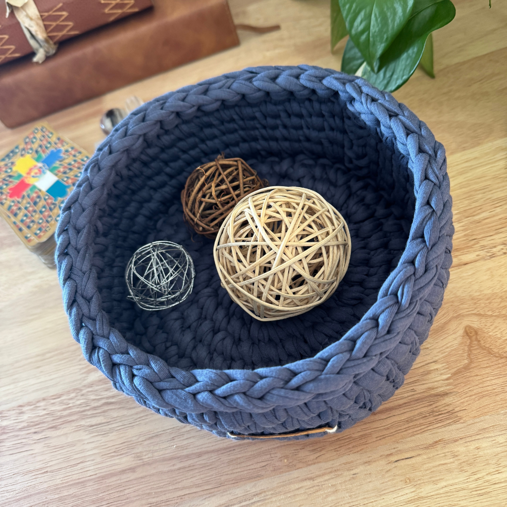 Set your Intentions | Handmade Basket | Steel Blue Mid-Large