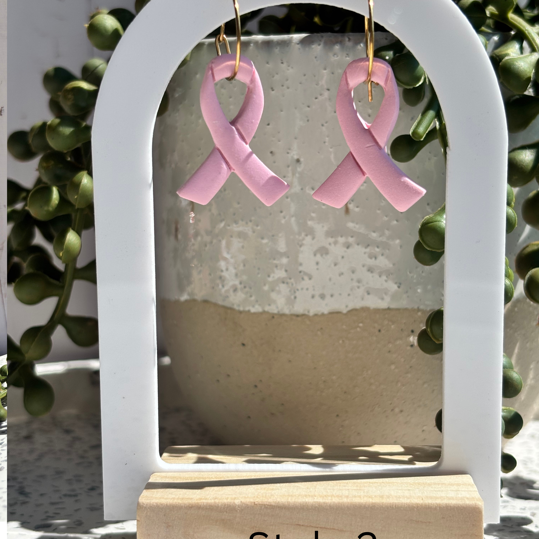 Breast Cancer Awareness Polymer Clay Earrings - 100% Donated