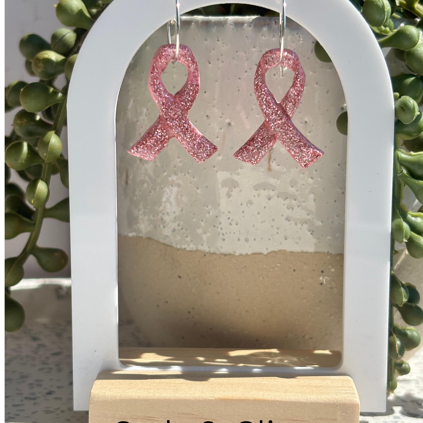 Breast Cancer Awareness Polymer Clay Earrings - 100% Donated