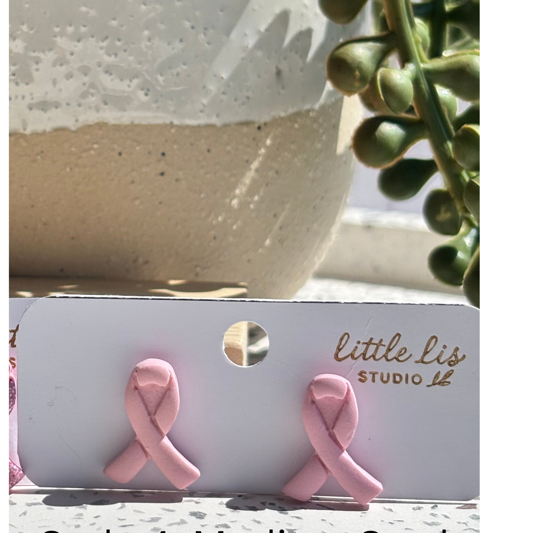 Breast Cancer Awareness Polymer Clay Earrings - 100% Donated
