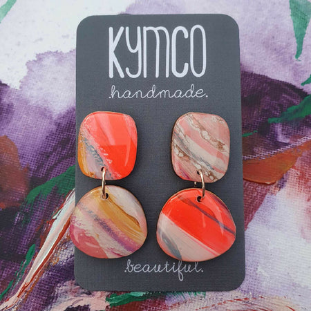 Aurora Collection| Resin large dangle earrings | Fluoro pink
