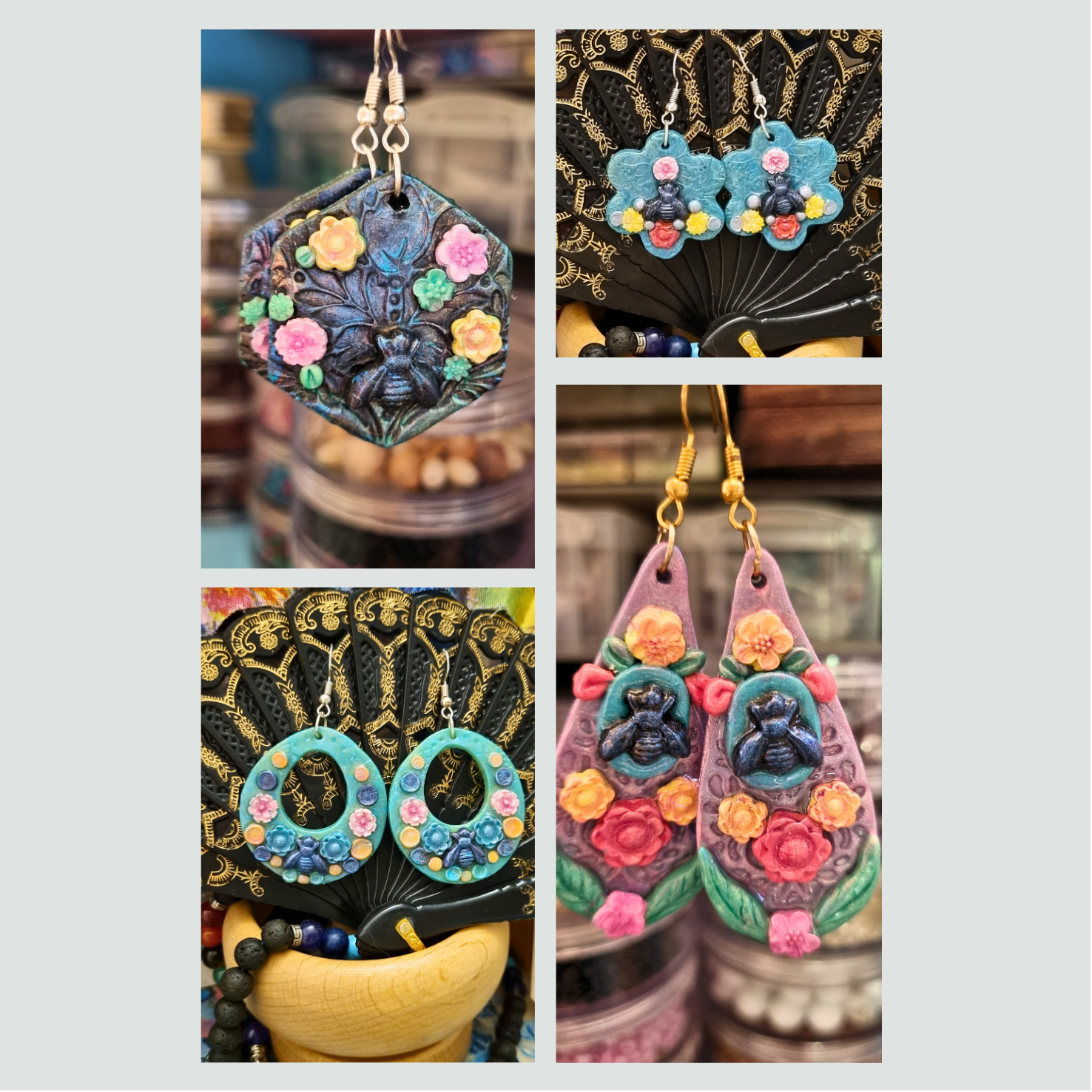 Sweet Bees, Polymer Clay Earring Collection