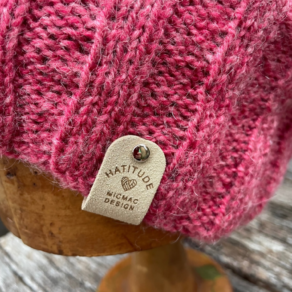 HATITUDE Pink Ibis Handknitted beanie with “Yea Nah” Patch