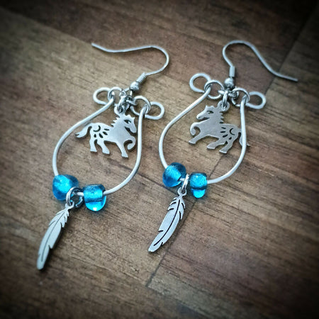 Beaded looped horse earrings