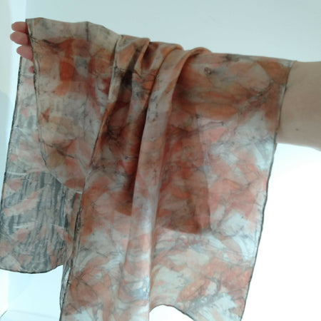 Silk scarf hand eco printed