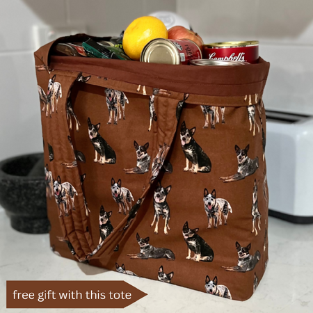 Grocery Tote ...Lined with storage pouch ... Kelpie
