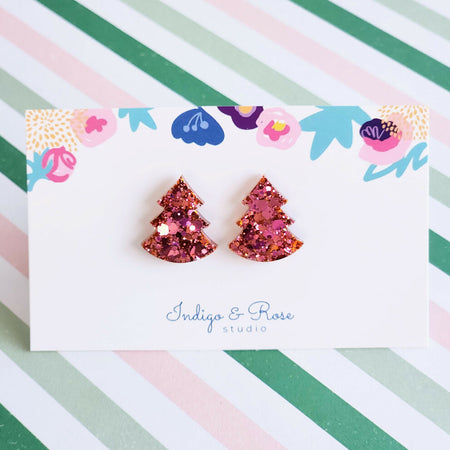 Small Christmas Tree Studs - Various Colours