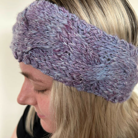 Hand Knitted Wool Headband - Lovely Lavender