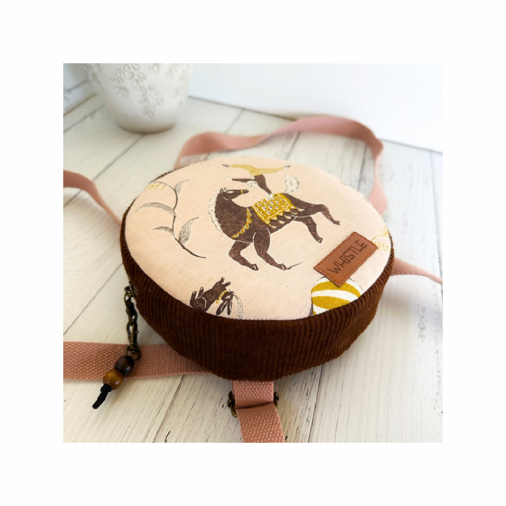 Mini Circle Backpack - Horse in Shell Pink