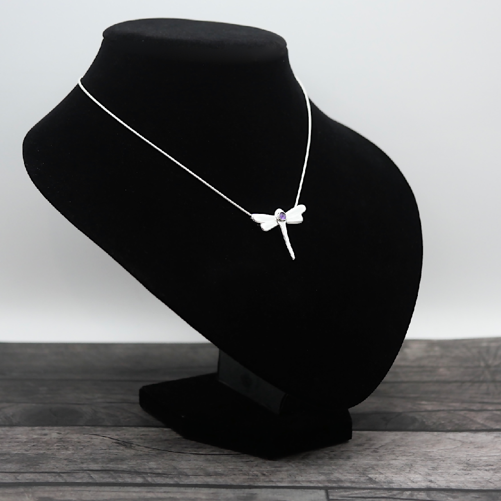 dragonfly amethyst sterling silver pendant sml