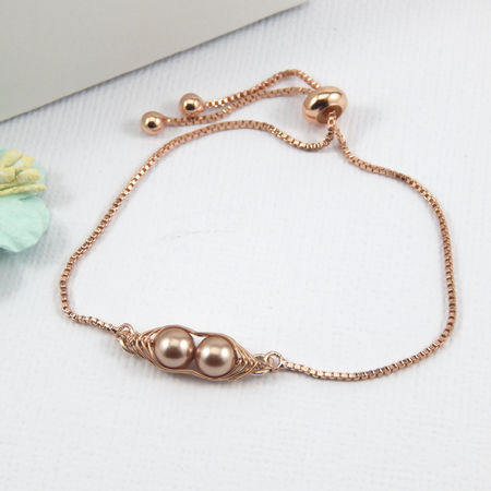 Petite Rose Gold Fitted Peas in a Pod Bolo Bracelet