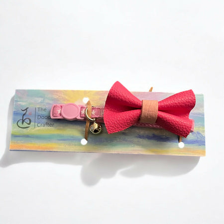 Handmade Leather Bow Tie Pet Cat Puppy Collar