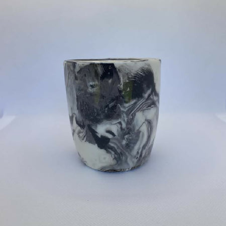 Black & White Hand Crafted Ceramic Marbled Coffee Mug 250ml