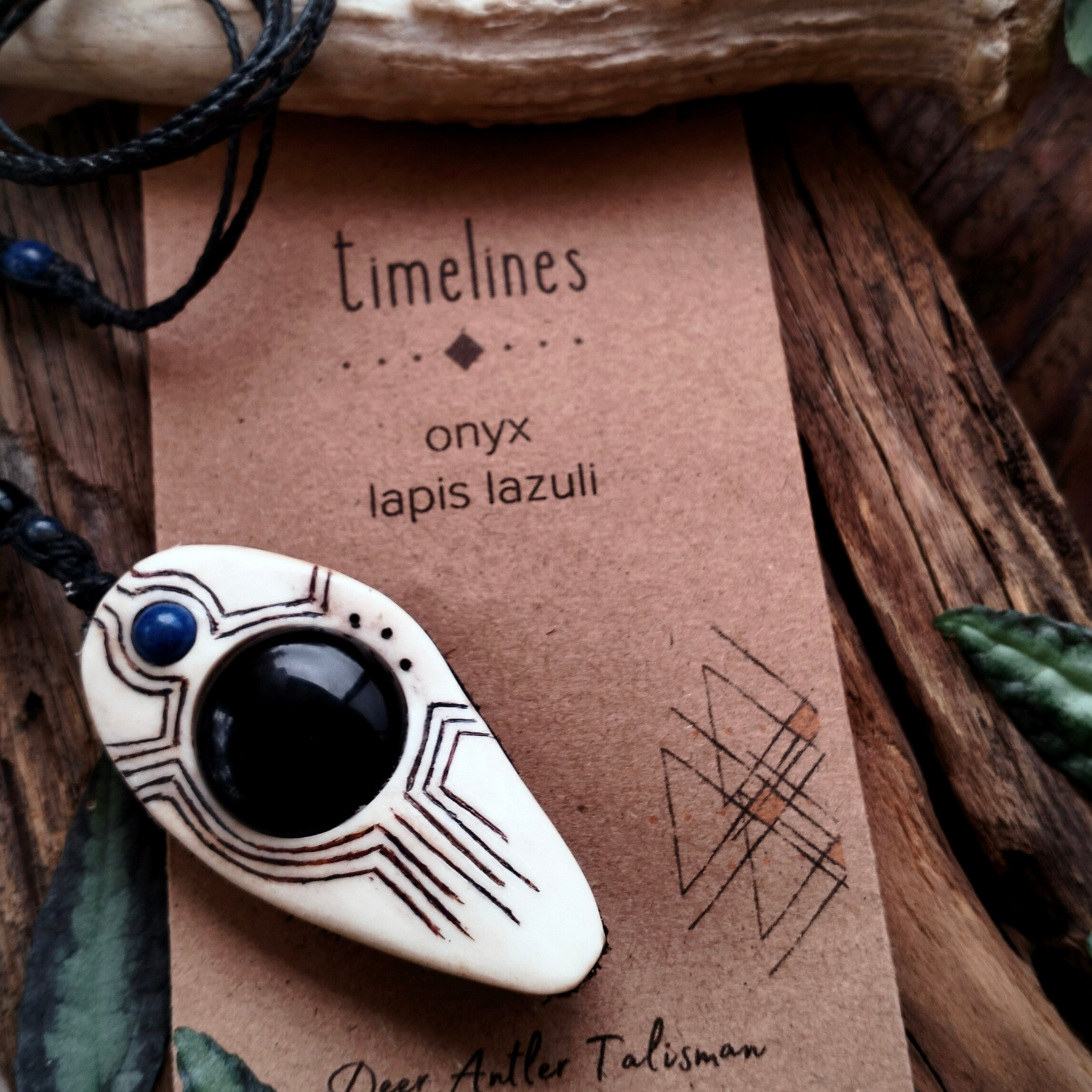 •| ONYX | LAPIS LAZULI | DEER ANTLER |• natural crystal talisman