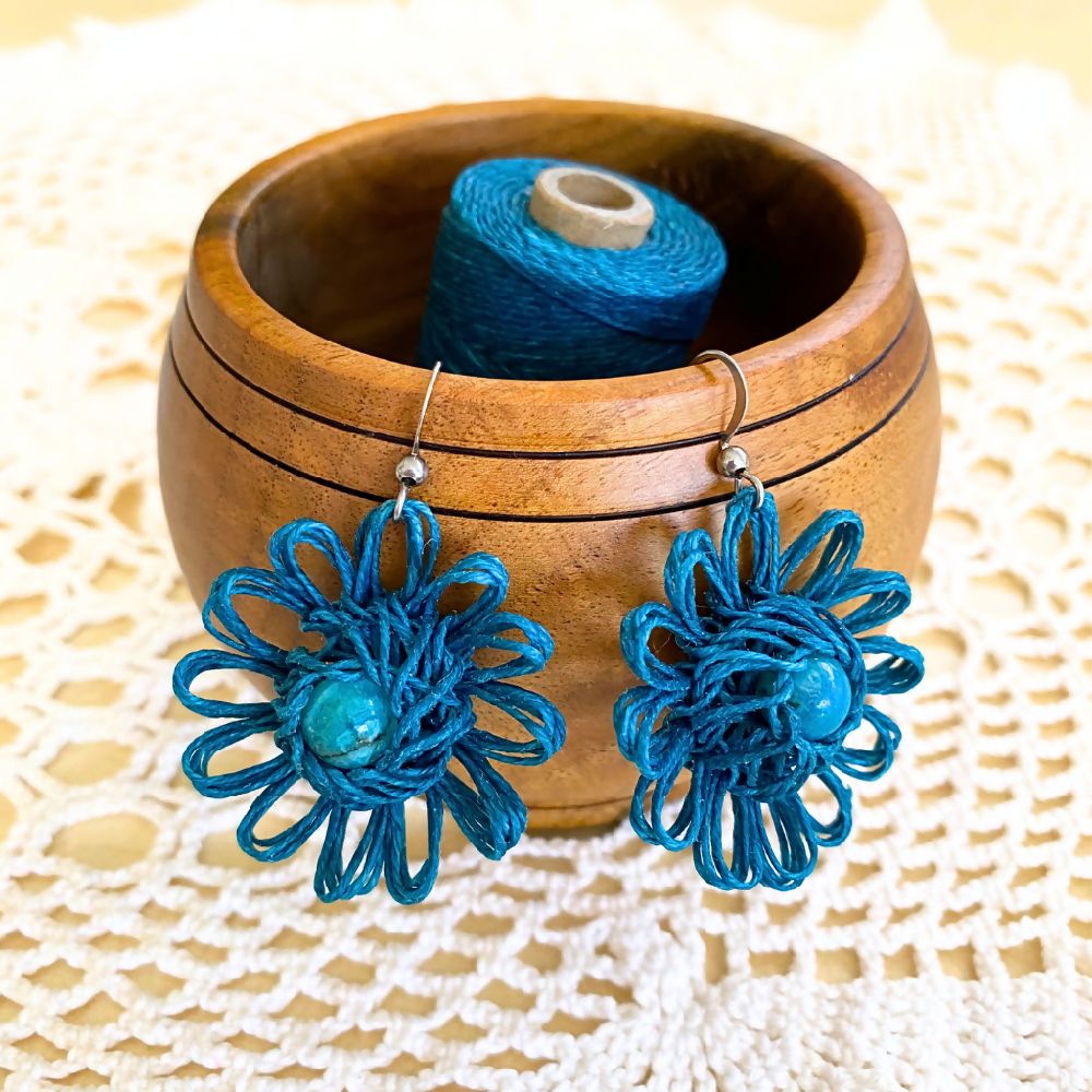 Handmade_Flower_Earrings_Beaded_Gemstone_Teal-3
