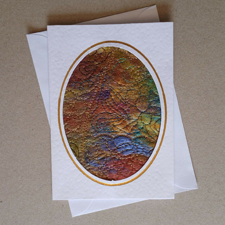 Embroidered silk paper card 14