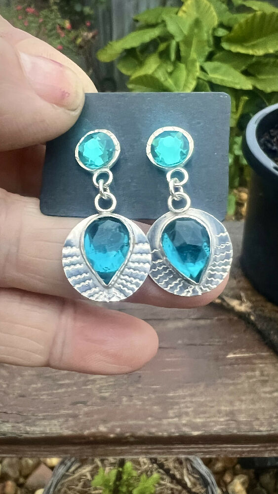 Paraiba Blue Crystal Quartz Earrings