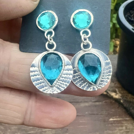 Paraiba Blue Crystal Quartz Earrings