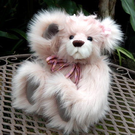 Collectable Teddy Bear, Artisan Teddy Bear, Pink and white Bear