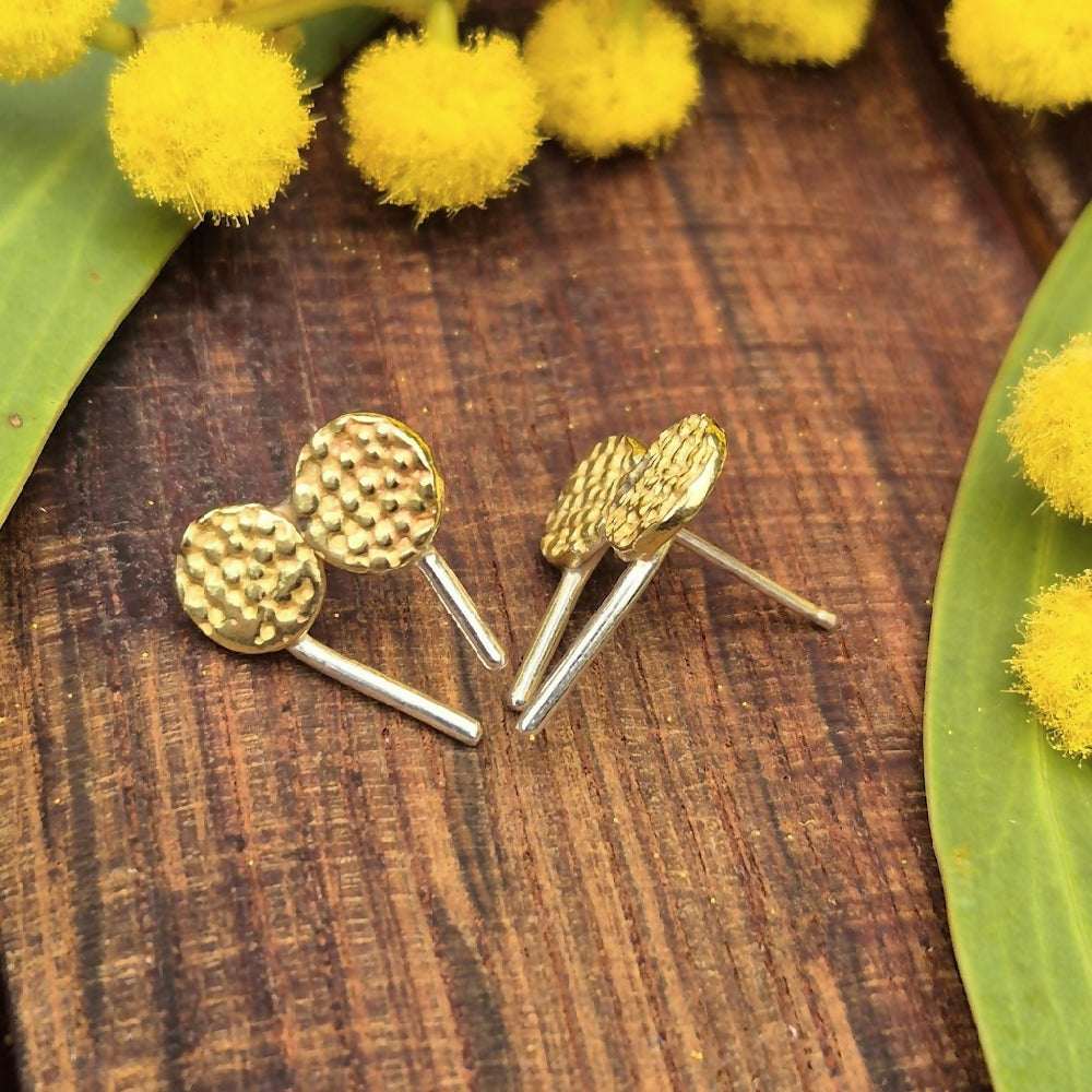 Billy Button Brass and Silver Earring Studs