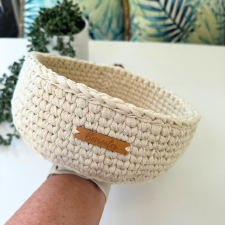 Custom order for Kylie | Crochet handmade basket | Sand | Medium