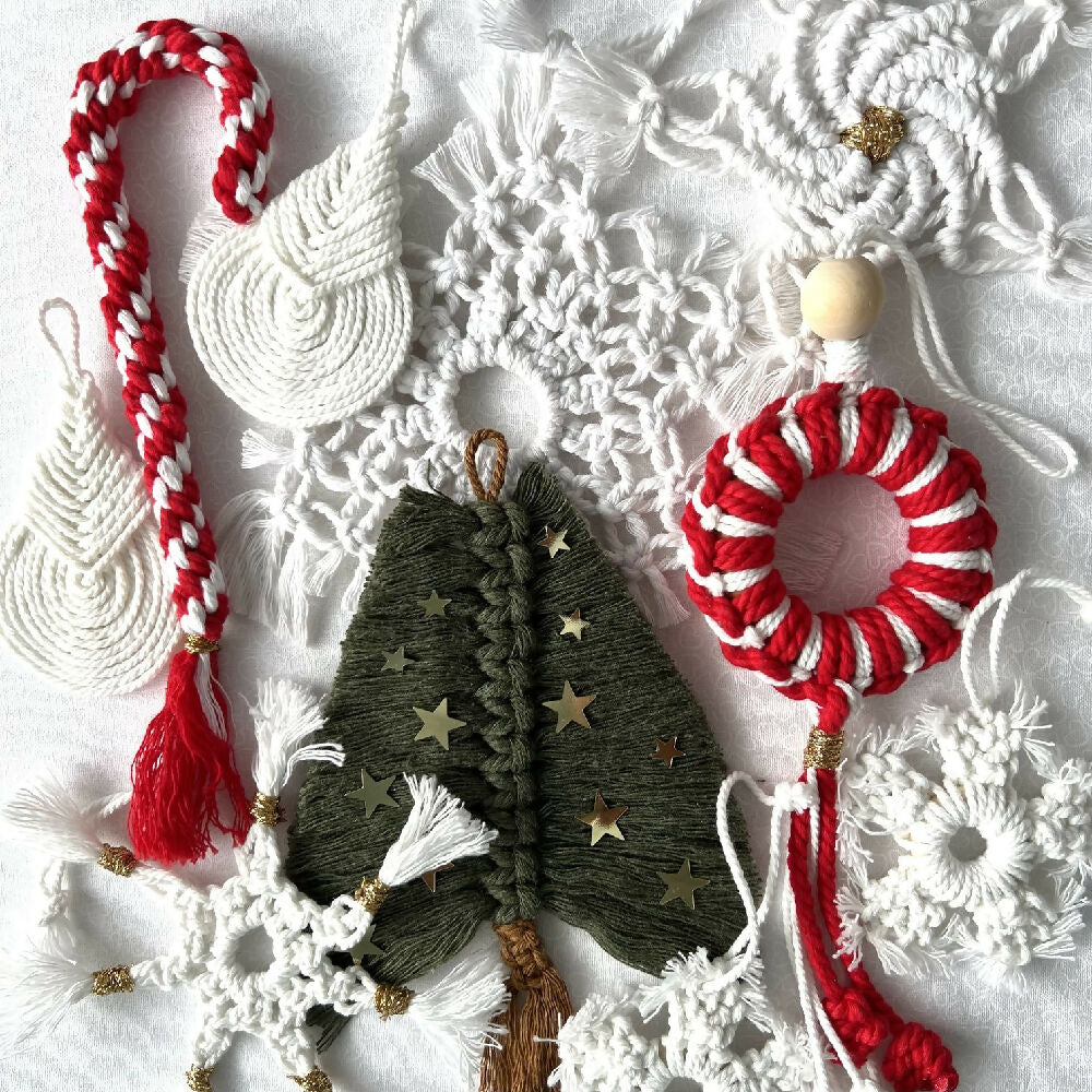 Christmas Ornaments Box Set - 10 Assorted Macrame Designs