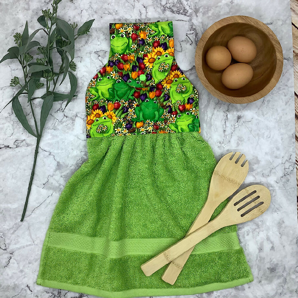 Frogs hanging hand towel. - 2 Designs