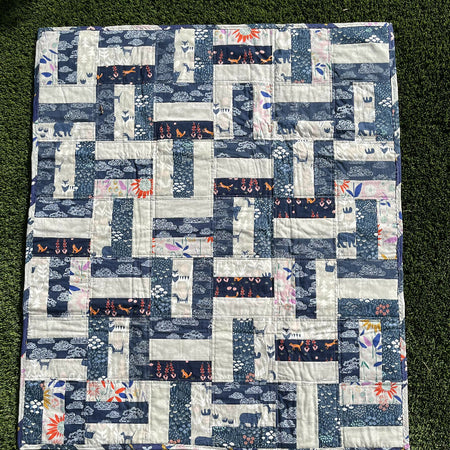 Organic Cotton Baby quilt or Play Mat (reversible)