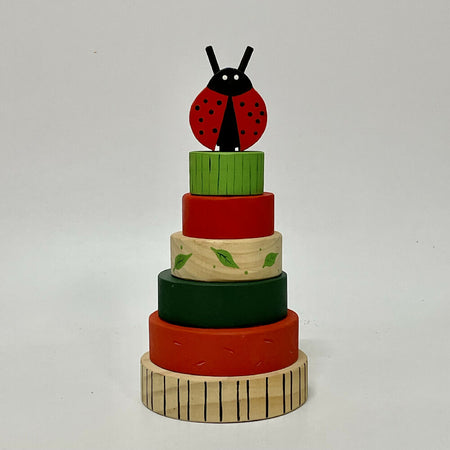 Ring stacker with Lady bug topper