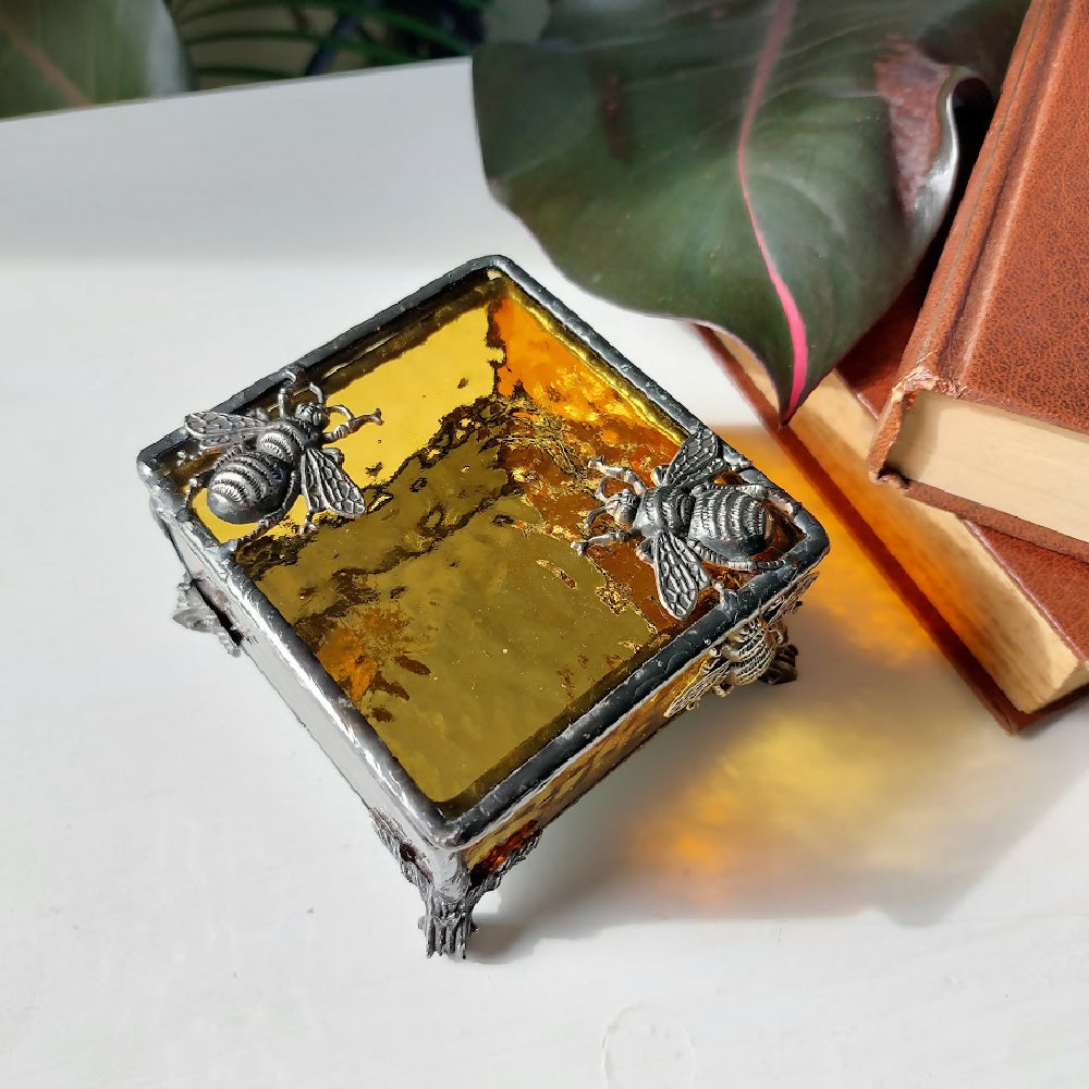 Amber coloured stained glass box