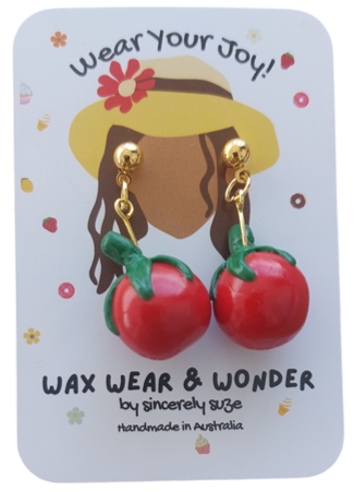 Polymer Clay Earrings - Tomato Jewel Drops