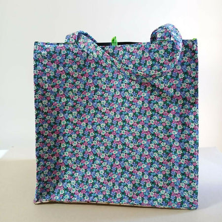 Blue printed shopping bag