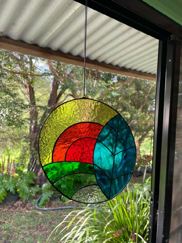 Large Sunny landscape in stainedglass