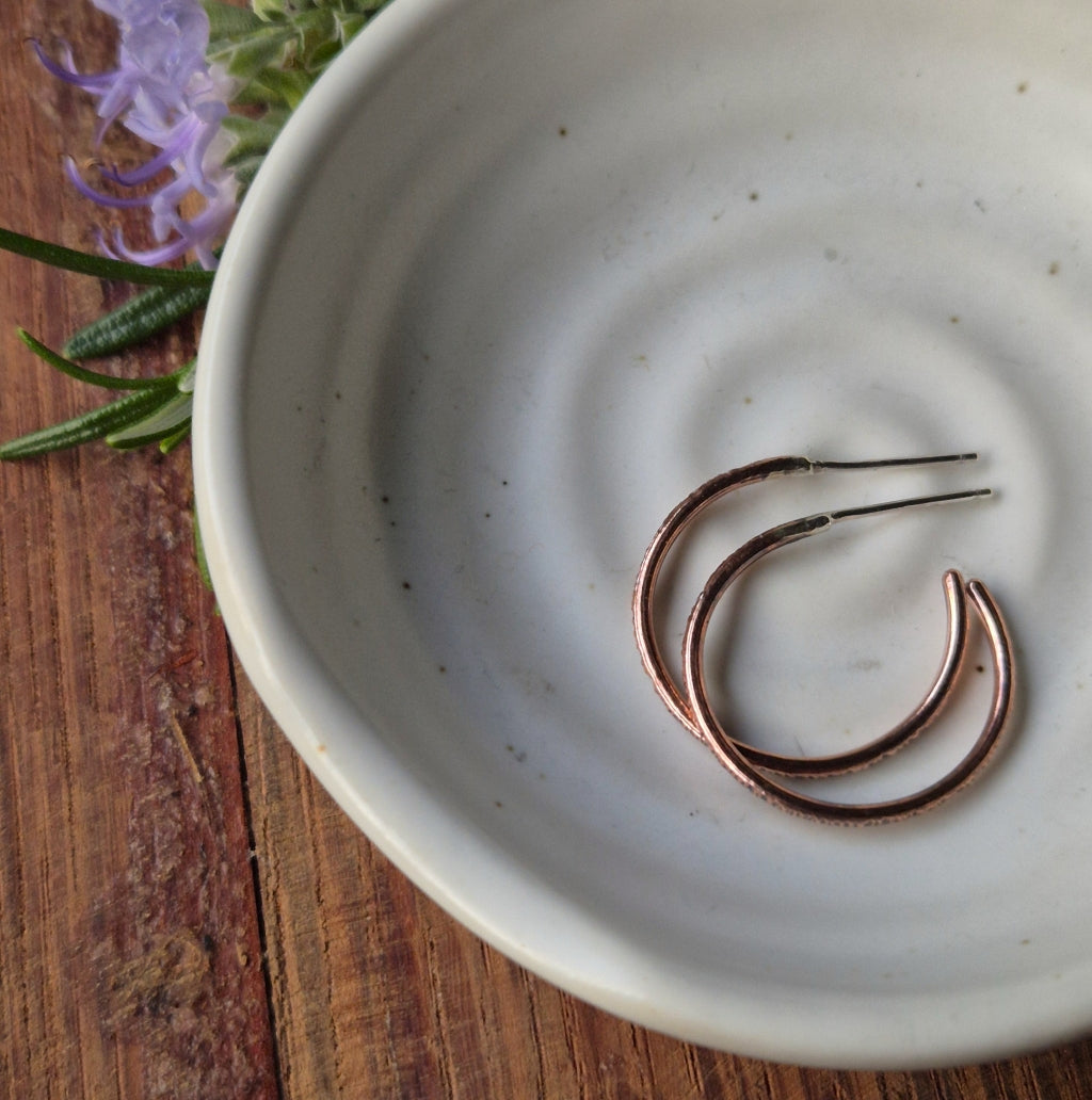 Tree Bark Copper Hoops