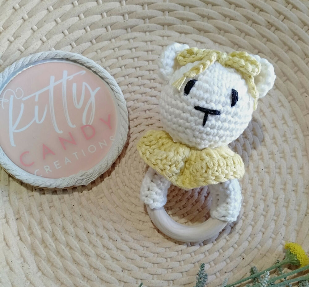 Australian-handmade-crochet-rattle-teether-bear-lemon-1