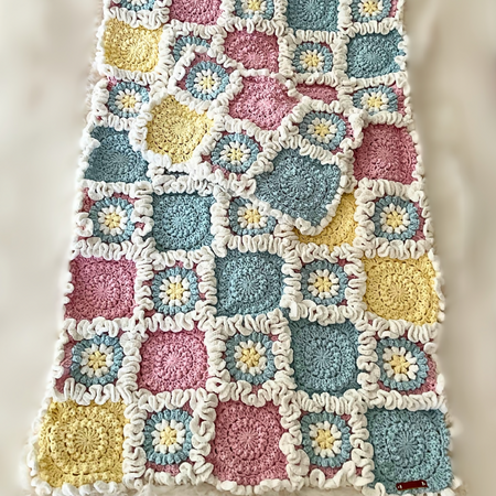 Handmade Crochet Baby Blanket, Baby Ruffle Quilt Set