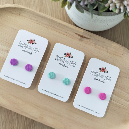 Everyday Classic Linen Studs - 11mm in Assorted Colours