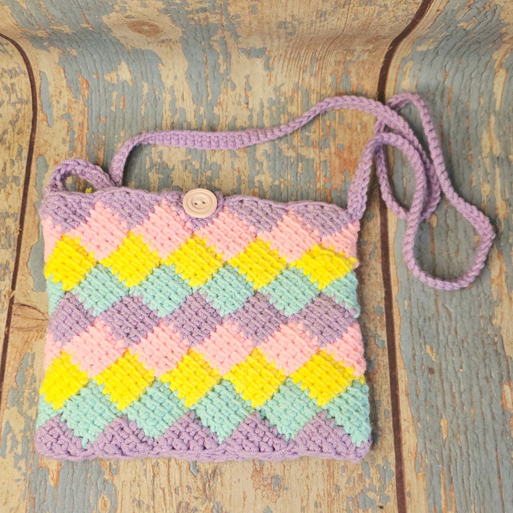 Tunisian Crochet Child's Shoulder Bag