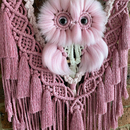 Macrame Fluffy Owl Wall Hanging