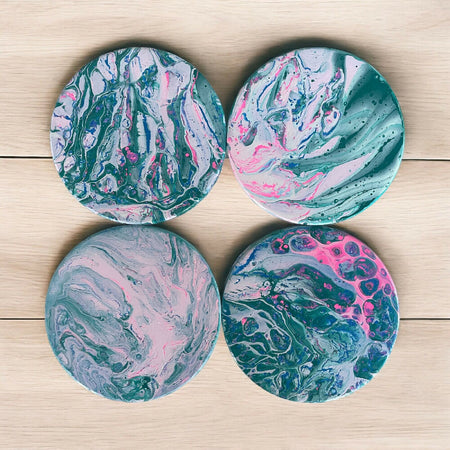 Ceramic Coasters | Pack of 4 | Hand - Painted